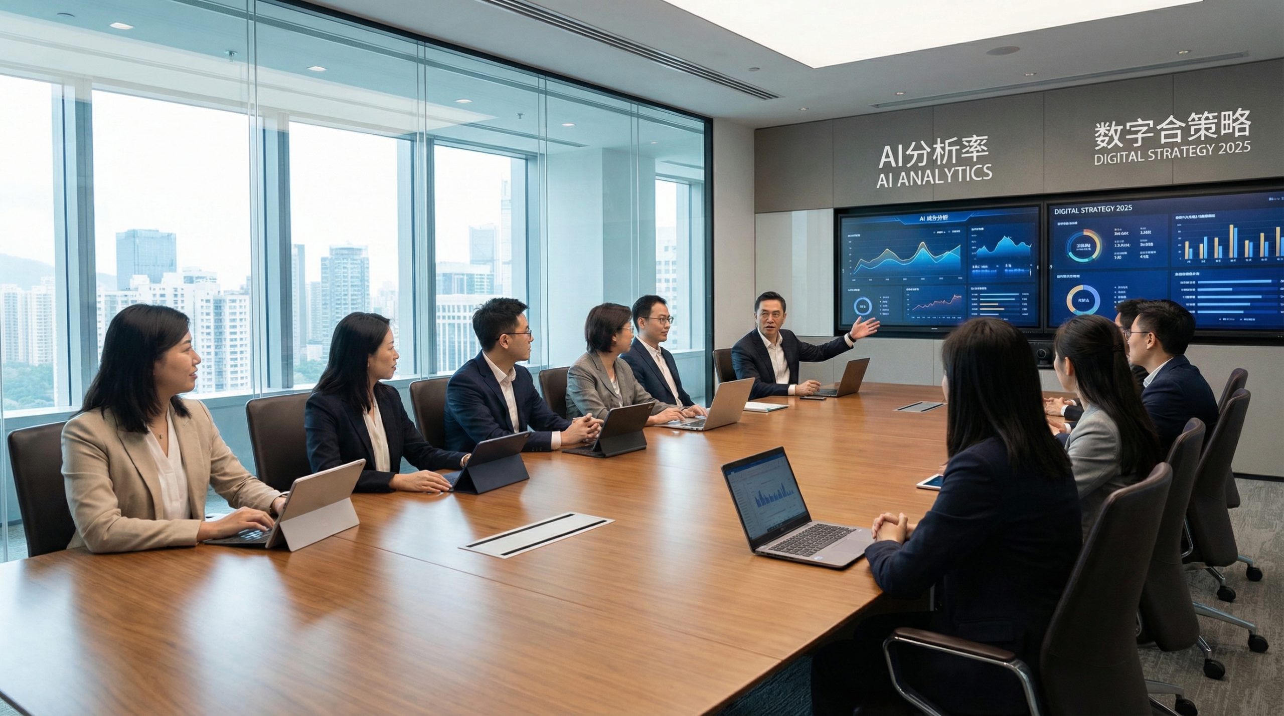 企业AI战略会议，数字化转型团队