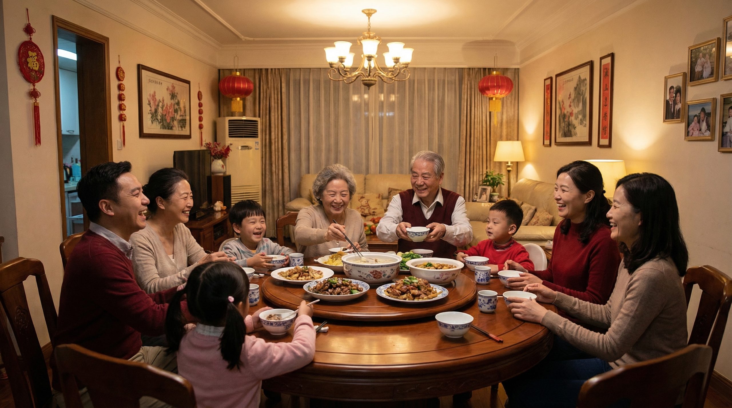家庭和睦，三代同堂共聚一堂