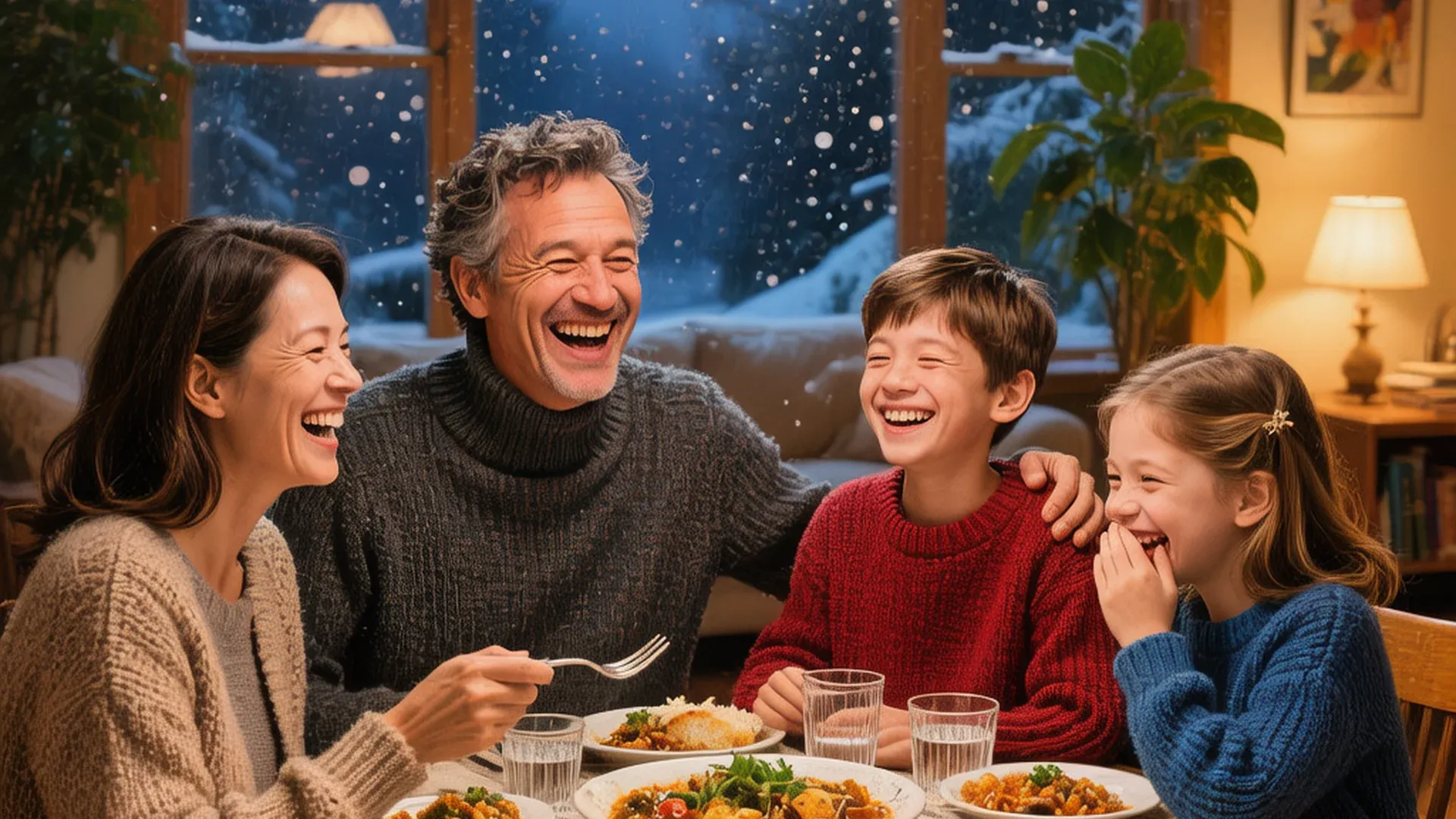 重组家庭温馨场景